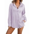 thumbnail image 1 of Womens Button Down Shirts Long Sleeve Dress Shirt Textured Collared Work Blouse Dressy Casual Tops Light  M, 1 of 7