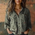 thumbnail image 1 of Womens Button Down Shirts Long Sleeve Lapel Collared Spring Blouses Dressy Casual Floral Printed Business Work Tops, 1 of 4