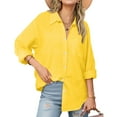 thumbnail image 1 of Womens Button Down Shirts Oversized Long Sleeve Blouses Casual Work Tops Drop Shoulder Outfit Clothes Yellow XXXXL, 1 of 9