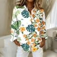 thumbnail image 1 of Womens Button Down Shirts Oversized Long Sleeve Floral Printed Blouses Casual Work Tops Drop Shoulder Outfit Clothes Orange M, 1 of 5