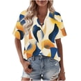 thumbnail image 1 of Womens Button Down Shirts Oversized Short Sleeve Floral Printed Blouses Casual Work Tops Drop Shoulder Outfit Clothes White Button Down, 1 of 6