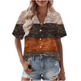 thumbnail image 1 of Womens Button Down Shirts Oversized Short Sleeve Floral Printed Blouses Casual Work Tops Drop Shoulder Outfit Clothes Women'S Button Down Shirts, 1 of 6