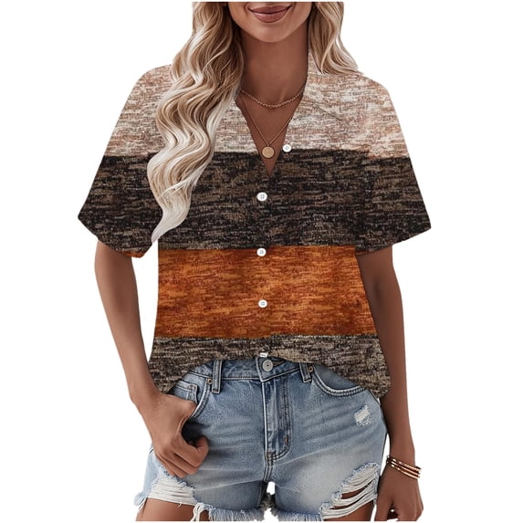 Womens Button Down Shirts Oversized Short Sleeve Floral Printed Blouses Casual Work Tops Drop Shoulder Outfit Clothes Women'S Button Down Shirts