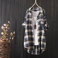 thumbnail image 1 of Womens Button Down Shirts Plaid Long Sleeve Lapel Collared Summer Spring Tops Business Casual Dressy Work Blouses, 1 of 3