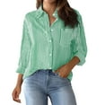 thumbnail image 1 of Womens Button Down Shirts Regular Fit Long Sleeve Button Down Poplin Shirt Business Casual Office Work Mint Green XL, 1 of 8