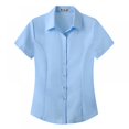 thumbnail image 1 of Womens Button Down Shirts Short Sleeve Business Collared Work Office Formal Button Up Blouse Shirt,Blue, 1 of 7