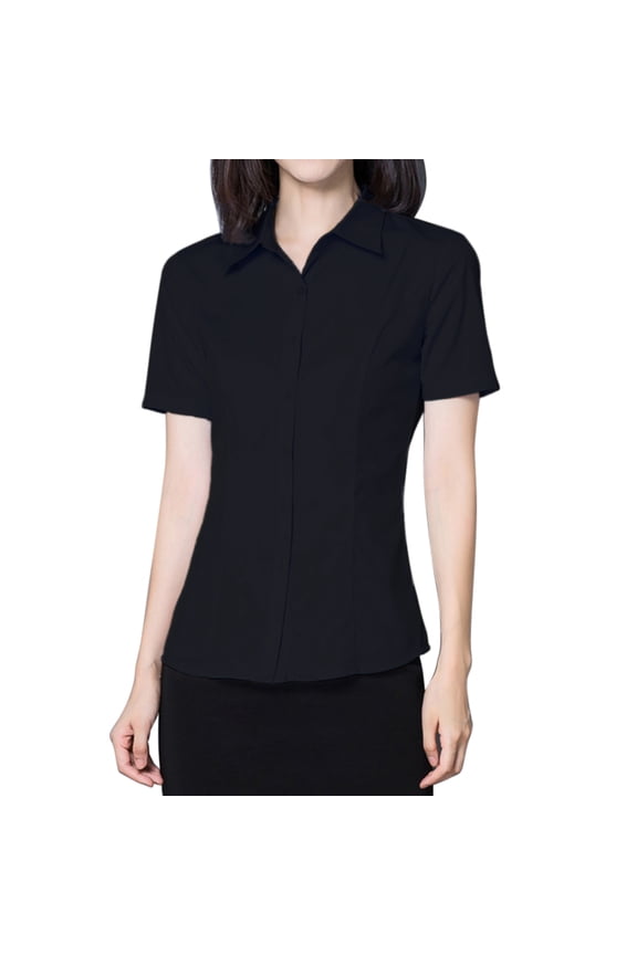 Womens Button Down Shirts Short Sleeve Business Collared Work Office Formal Casual Blouse Tops Office Work Shirts Short Sleeve Button Down Shirts