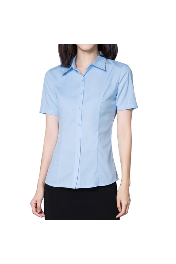 Womens Button Down Shirts Short Sleeve Business Collared Work Office Formal Casual Blouse Tops Office Work Shirts Short Sleeve Button Down Shirts