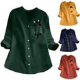 thumbnail image 1 of Womens Button Down Shirts Spring Long Sleeve V-Neck Solid Color Fashion Tops Dressy Casual Work Business Blouses, 1 of 3