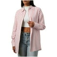 thumbnail image 1 of Womens Button Down Striped Shirts Long Sleeve Blouses Lightweight Business Dressy Casual Tops Spring Clothes Outfits, 1 of 9