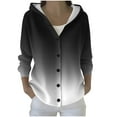 thumbnail image 1 of Womens Button Down Sweater Cardigan with Hood Loose Fit Soft Casual Ribbed Knit Jacket Hooded Fall Outerwear (2XL, Black|Gradient), 1 of 5