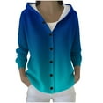 thumbnail image 1 of Womens Button Down Sweater Cardigan with Hood Loose Fit Soft Casual Ribbed Knit Jacket Hooded Fall Outerwear (M, Blue|Gradient), 1 of 5