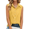 thumbnail image 1 of Womens Button Down Tank Tops Plus Size Collared Summer Blouses Sleeveless Business Casual Shirts( Yellow, 3XL ), 1 of 7