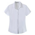thumbnail image 1 of Womens Button Down V Neck Shirts Short Sleeve Office Casual Business Plain Blouses Tops, 1 of 9