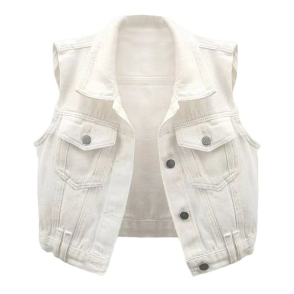 Womens Button Down Vest Solid Color Open Front Sleeveless Jackets Casual Crop Fashion Y2k Waistcoat Tops Streetwear