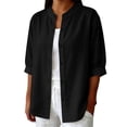 thumbnail image 1 of Womens Button Down Shirts Oxford Short Sleeve Cotton Dress Shirts Collared Button Up Casual Blouses Tops Linen Button Down Shirts Summer Cotton Linen Casual Tops with Pocket, 1 of 9