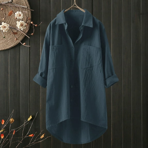 Womens Button Down Shirts Solid Classic Long Sleeve Work Blouses Tops Travel Shirts Women Hot Weather Woman Womens Too 3 4 Sleeve Western Shirts for Women Womens Long Sleeved Tees Women Damage Done