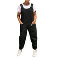 thumbnail image 1 of Womens Button Straps Bib Overalls Dressy Casual Loose Straight Long Pants Trousers Rompers Jumpsuits with Pockets, 1 of 7