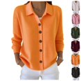 thumbnail image 1 of Womens Button Up Cardigan Sweaters Chunky Knit Long Sleeve Lapel Collared Tops Fall Winter Fashion Clothes Outfits, 1 of 4