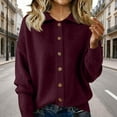 thumbnail image 1 of Womens Button Up Cardigan Sweaters Chunky Knit Long Sleeve Lapel Collared Tops Fall Winter Fashion Clothes Wine S, 1 of 7