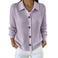 thumbnail image 1 of Womens Button Up Cardigan Sweaters Chunky Knit Long Sleeve Lapel Collared Tops Fall Winter Fashion Soft Warm Clothes Outfits Daily Travel Wear, 1 of 5
