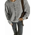 thumbnail image 1 of Womens Button Up Cardigan Sweaters Long Sleeve Crew Neck Fall Soft Knit Loose Sweater Tops Flower Gray L, 1 of 8