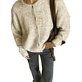 thumbnail image 1 of Womens Button Up Cardigan Sweaters Long Sleeve Crew Neck Fall Soft Knit Loose Sweater Tops Khaki L, 1 of 5
