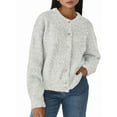 thumbnail image 1 of Womens Button Up Cardigan Sweaters Long Sleeve Crew Neck Fall Soft Knit Loose Sweater Tops Light Gray L, 1 of 8