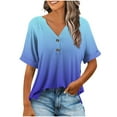 thumbnail image 1 of Womens Button Up Dressy Blouses, 3/4 Sleeve Shirts for Women Summer Fashion Loose Fit Ombre Tie Dye V Neck T-Shirts, 1 of 4
