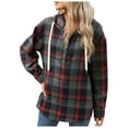 thumbnail image 1 of Womens Button Up Hoodies Fall Winter Fashion Plaid Printed Pullover Shirts Long Sleeve Casual Hooded Tops, 1 of 9