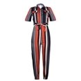 thumbnail image 1 of Womens Button Up Printed Long Wide Leg Pant Party Jumpsuits with Belt, 1 of 5