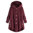 thumbnail image 1 of Womens Button Up Sherpa Jacket with Pockets Plaid Fleece Hoodie Winter Coat Outerwear, 1 of 7