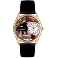 thumbnail image 1 of Womens C0640014 Classic Gold Music Teacher Black Leather And Goldtone Watch, 1 of 2