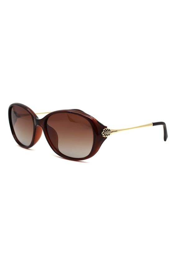Womens CR39 Polarized Lens Oval Foliage Leaf Hinge Sunglasses All Brown