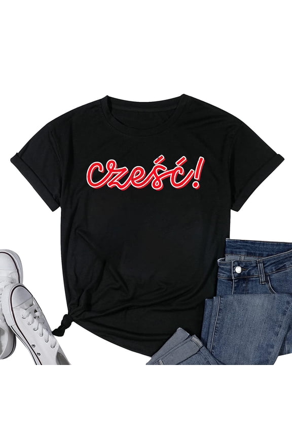 Womens CZESC! | Polish HI! HELLO! Poland Day Polish Festival Xmas T-Shirt Black 2X-Large