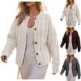 thumbnail image 1 of Womens Cable Knit Cardigan Sweaters Chunky Button Up Long Sleeve Warm Loose Sweater Womens Open Front Casual Knit Loose Fall Sweater, 1 of 6