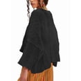 thumbnail image 1 of Womens Cable Knit Cropped Sweaters Oversized 3/4 Sleeve Crew Neck Fall Casual Pullover Tops, 1 of 4
