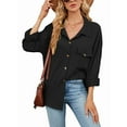 thumbnail image 1 of Womens Cable Knit Light-Weight Shacket Button Down Shirts Long Sleeve Casual Oversized Blouses Tops Black S, 1 of 8