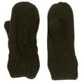 thumbnail image 1 of Womens Cable Knit Mittens Olive Green Sherpa Lined, 1 of 2