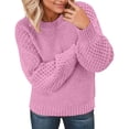 thumbnail image 1 of Womens Cable Knit Sweater Long Sleeve Round Neck Comfortable Loose Fit Top, 1 of 9