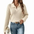 thumbnail image 1 of Womens Cable Knit Sweaters Long Sleeve V Neck Sweater Tops Casual Pullover Shirts Fall Fashion Outfits XL, 1 of 7
