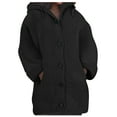thumbnail image 1 of Womens Cable Knit Thick Button Hooded Cardigan Jackets Long Sleeve Chunky Fleece Winter Sweater Coats with Pockets Black 5XL, 1 of 4