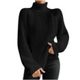 thumbnail image 1 of Womens Cable Knit Turtleneck Sweaters Loose Comfy Casual Winter High Neck Tunic Tops Solid Color Knitwear S-3XL (X-Large, Black), 1 of 6