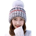 thumbnail image 1 of Womens Cable Knitted Bobble Winter Warm Slouchy Pom Pom Ski Beanie Hat Cap, 1 of 2