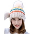 thumbnail image 1 of Womens Cable Knitted Bobble Winter Warm Slouchy Pom Pom Ski Beanie Hat Cap, 1 of 2