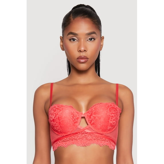 Womens Caged Convertible Longline Lace Balconette Bra