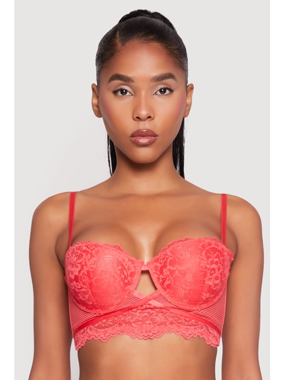 Womens Caged Convertible Longline Lace Balconette Bra
