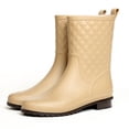 thumbnail image 1 of Womens Calf Rain Lattice Pattern Outdoor Work Garden Water Shoes Lightweight Low-Heel Middle Tube Solid Color Booties, 1 of 18