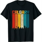 Womens Calgary Alberta Skyline Vintage Retro Canada Canadian Pride T-Shirt Black Small