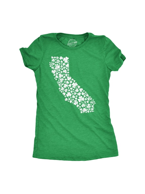 Womens California State Clovers T Shirt Funny St Pattys Day Parade Shamrocks Lovers Tee for Ladies Womens Graphic Tees
